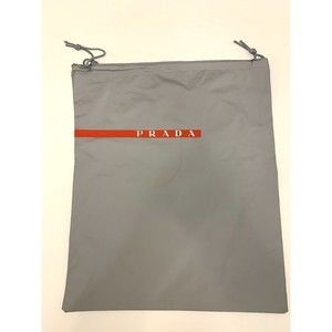 PRADA 16 X 13.5 Dust Cover Bag Pouch Shoes Handbag Drawstring Metallic PVC